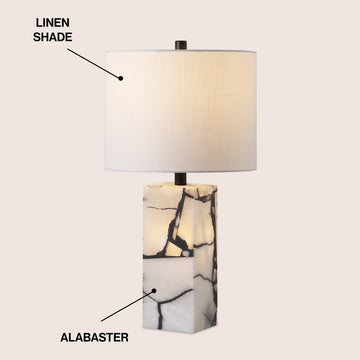 Elizabeth 24.25" Contemporary Coastal Alabaster LED Table Lamp with Body Night Light
